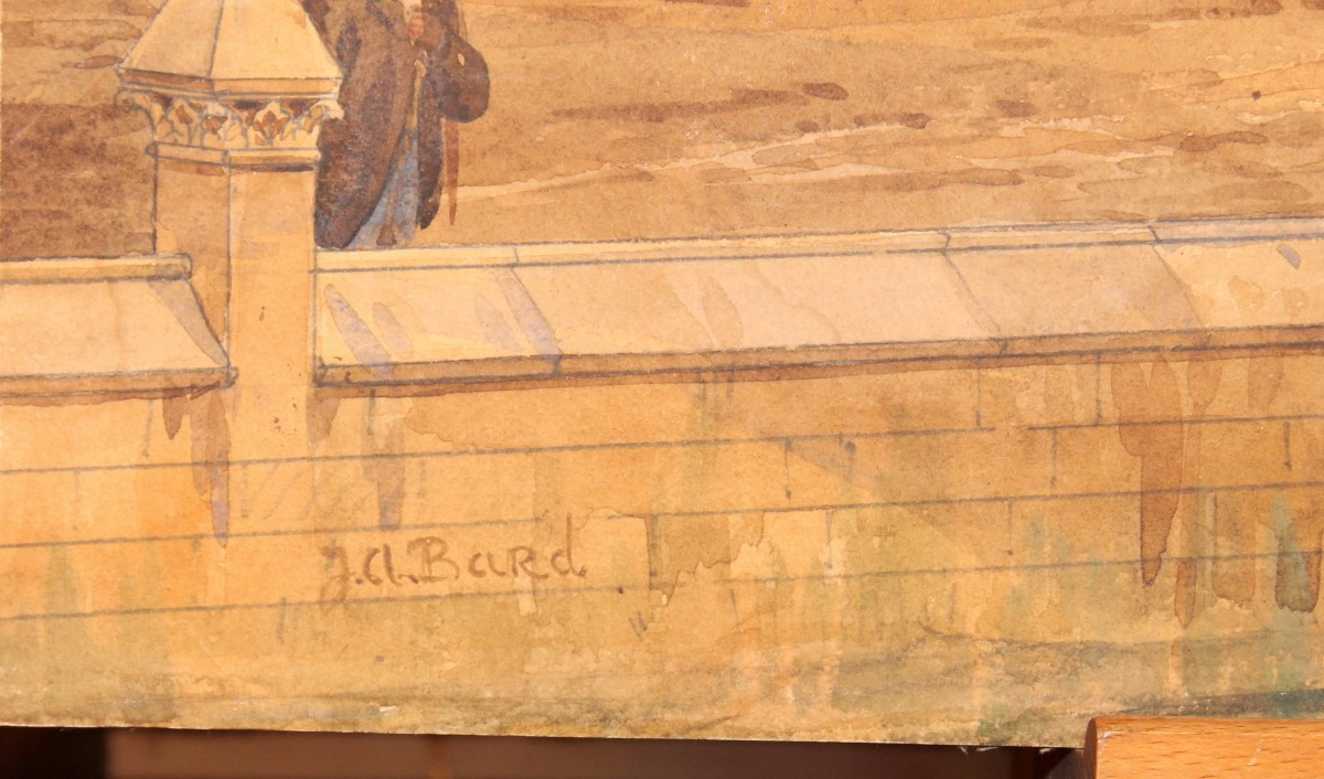 Jean Auguste Bard - Aquarelle - Signé - XIXe siècle - Scène de rue - XIXe siècle-photo-3