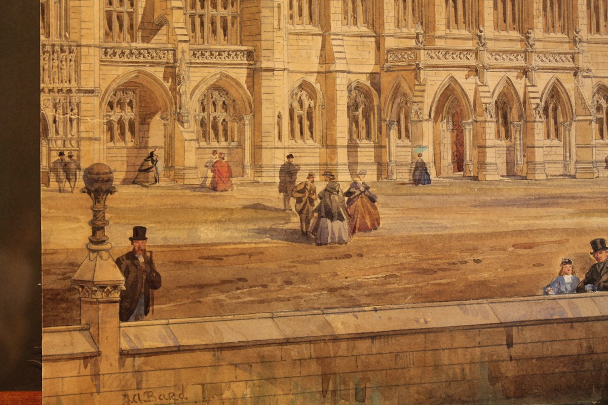 Jean Auguste Bard - Aquarelle - Signé - XIXe siècle - Scène de rue - XIXe siècle-photo-4