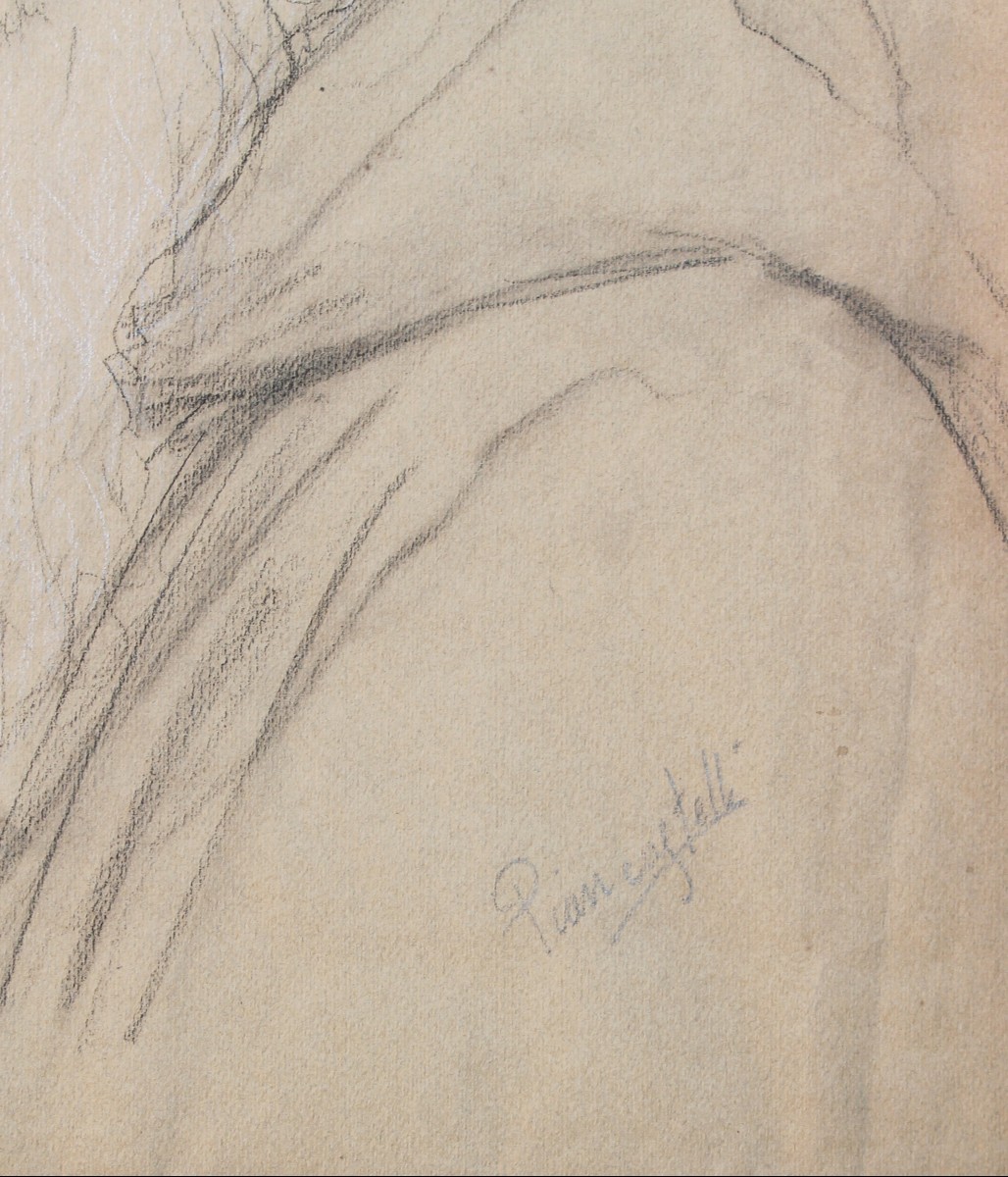 Giovanni Piancastelli - Portrait Of Man - Drawing - Signed - Bologna - Rome- 19th -photo-2
