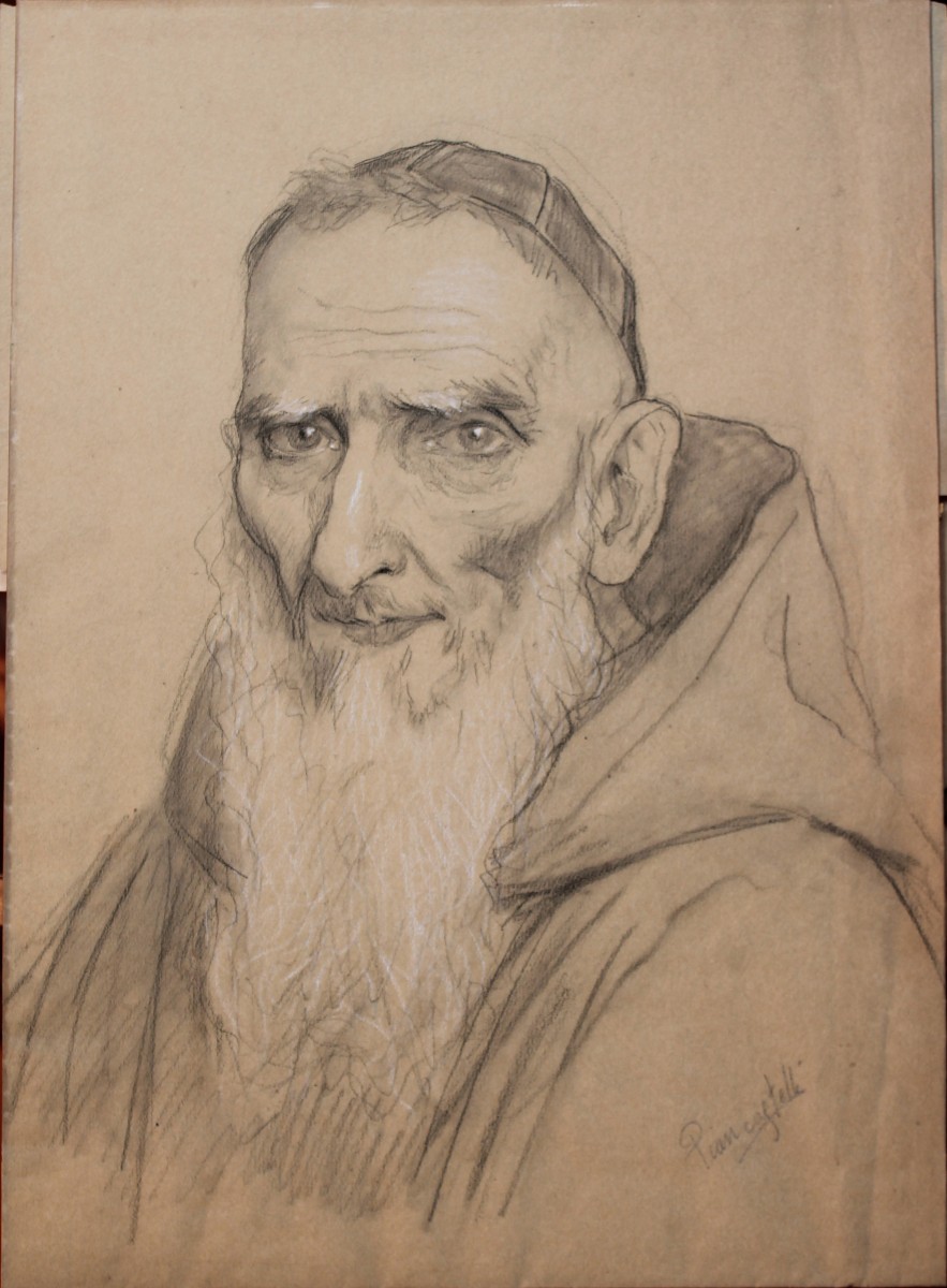 Giovanni Piancastelli - Portrait Of Man - Drawing - Signed - Bologna - Rome- 19th 