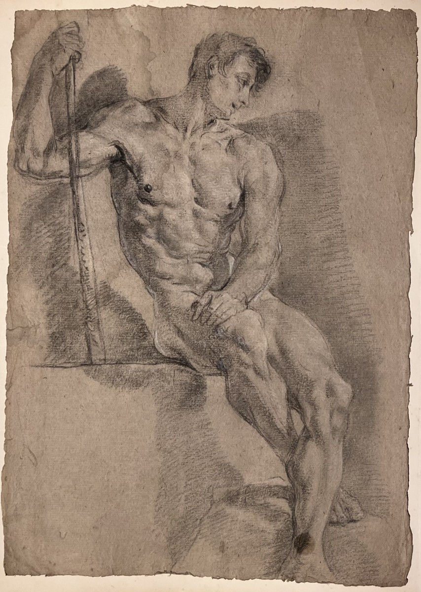 Giuseppe Varotti - Bologne – Dessin -   Nu masculin - Académie - XVIIIème siécle