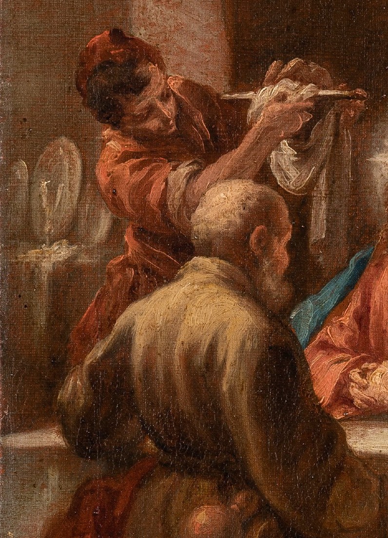 Giuseppe Varotti - Bologne - Huile sur toile d’origine – Le dîner à Emmaüs 