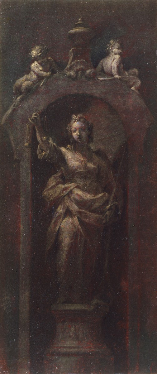 Giuseppe Varotti - Bologna - Monochrome Oil On Paper – Allegory Of Justice