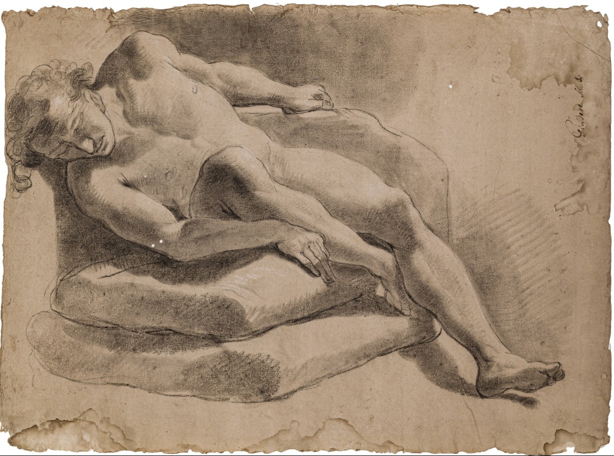 GIUSEPPE  SANTI - NU MASCULIN ACADÉMIQUE - BOLOGNE - GANDOLFI - XVIII - SIGNé-photo-2