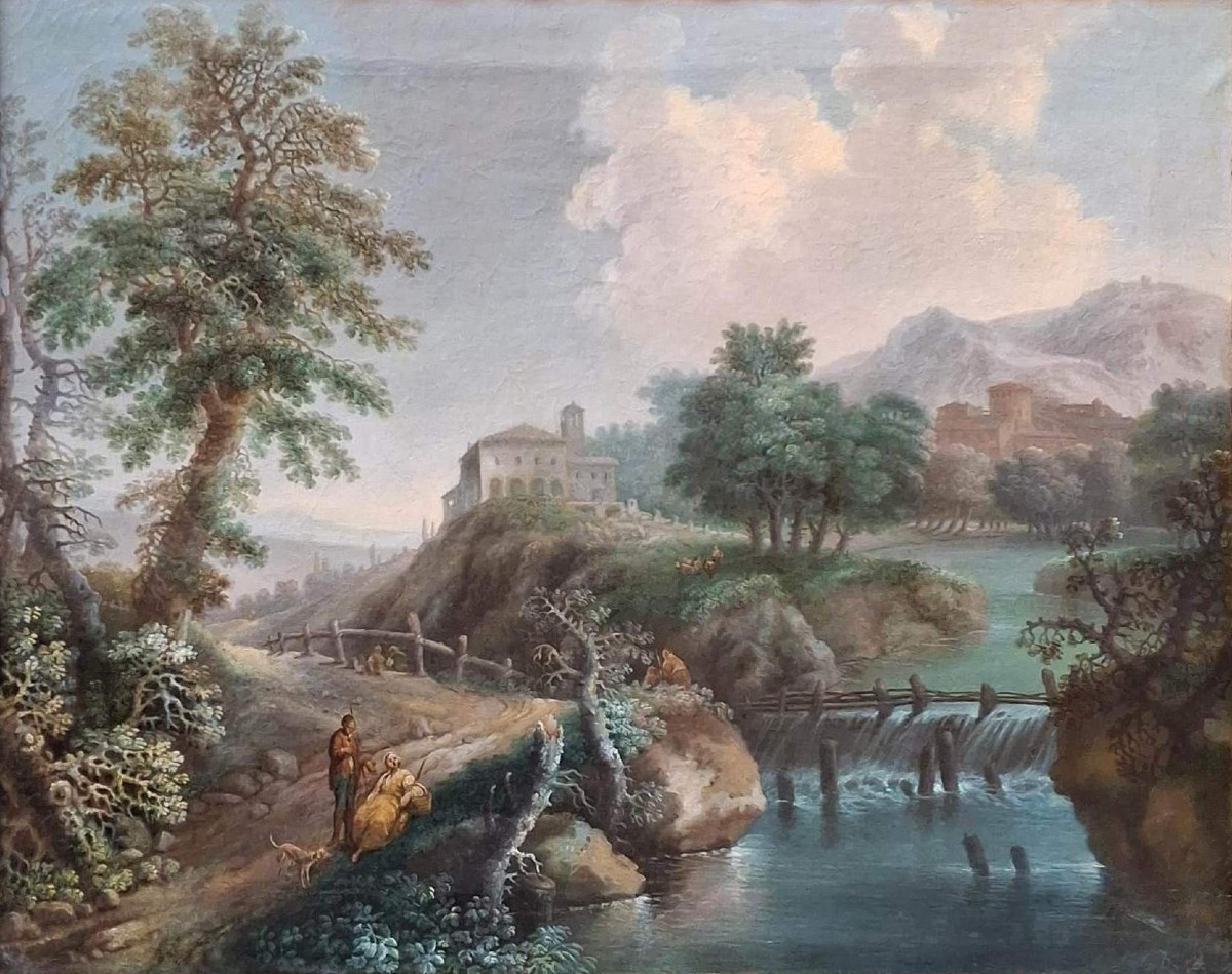 Carlo Lodi - Bologna - Landscape - Oil On First Canvas In Its Original Period Frame