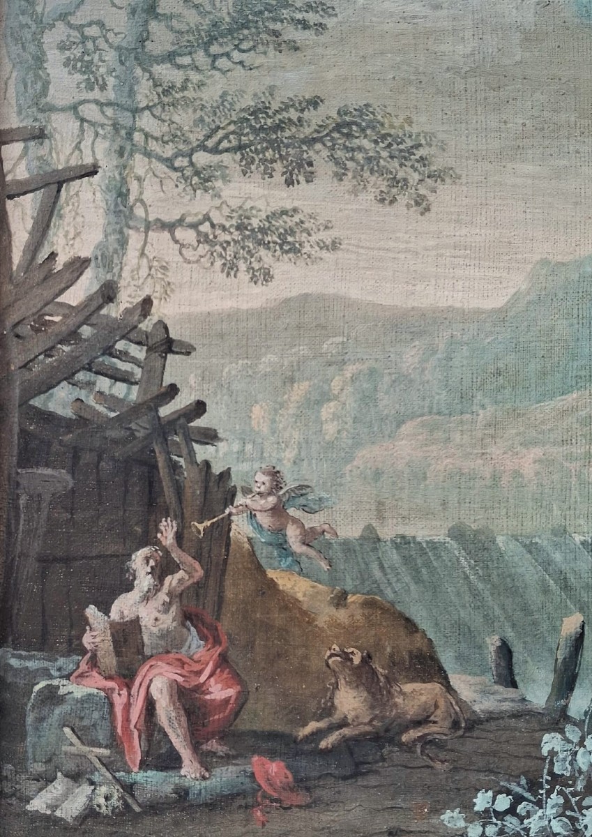 Nicola Bertuzzi - Bologna - Landscape With Saint Jerome - Tempera On Canvas - Ancona-photo-3