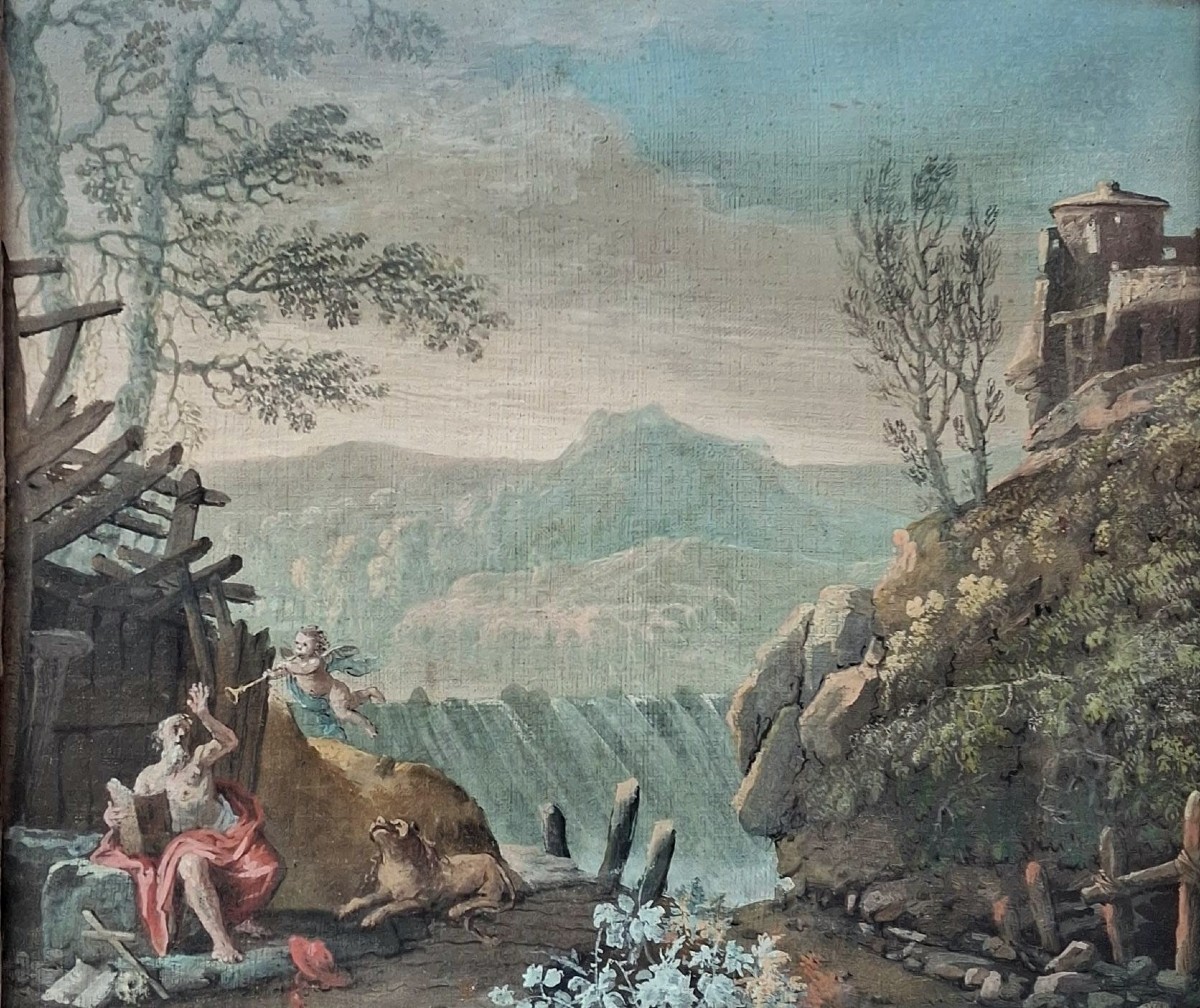 Nicola Bertuzzi - Bologna - Landscape With Saint Jerome - Tempera On Canvas - Ancona