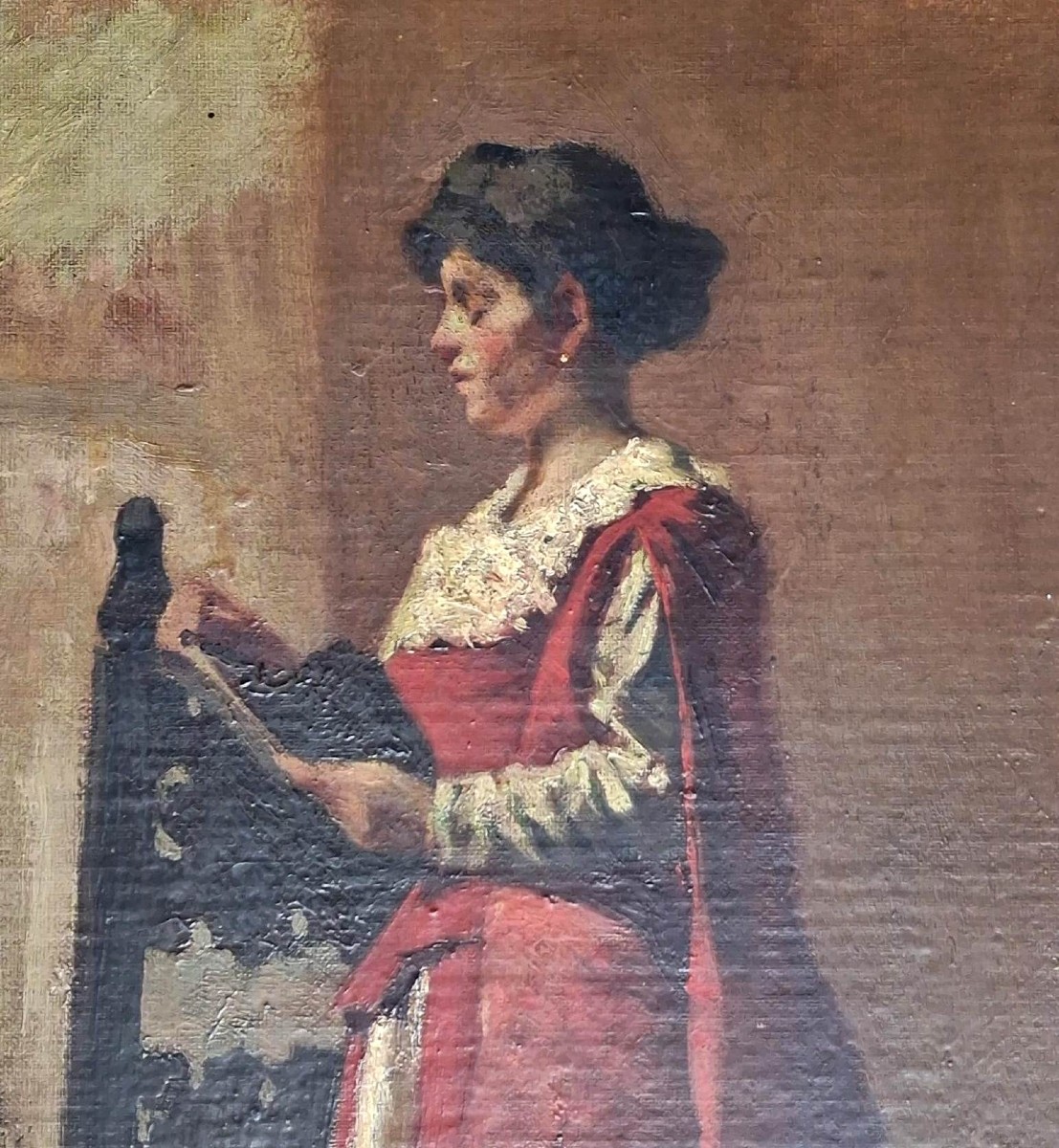 Lecture - Maître lombard, XIXe siècle - Huile sur toile-photo-2