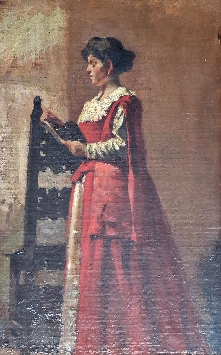 Lecture - Maître lombard, XIXe siècle - Huile sur toile