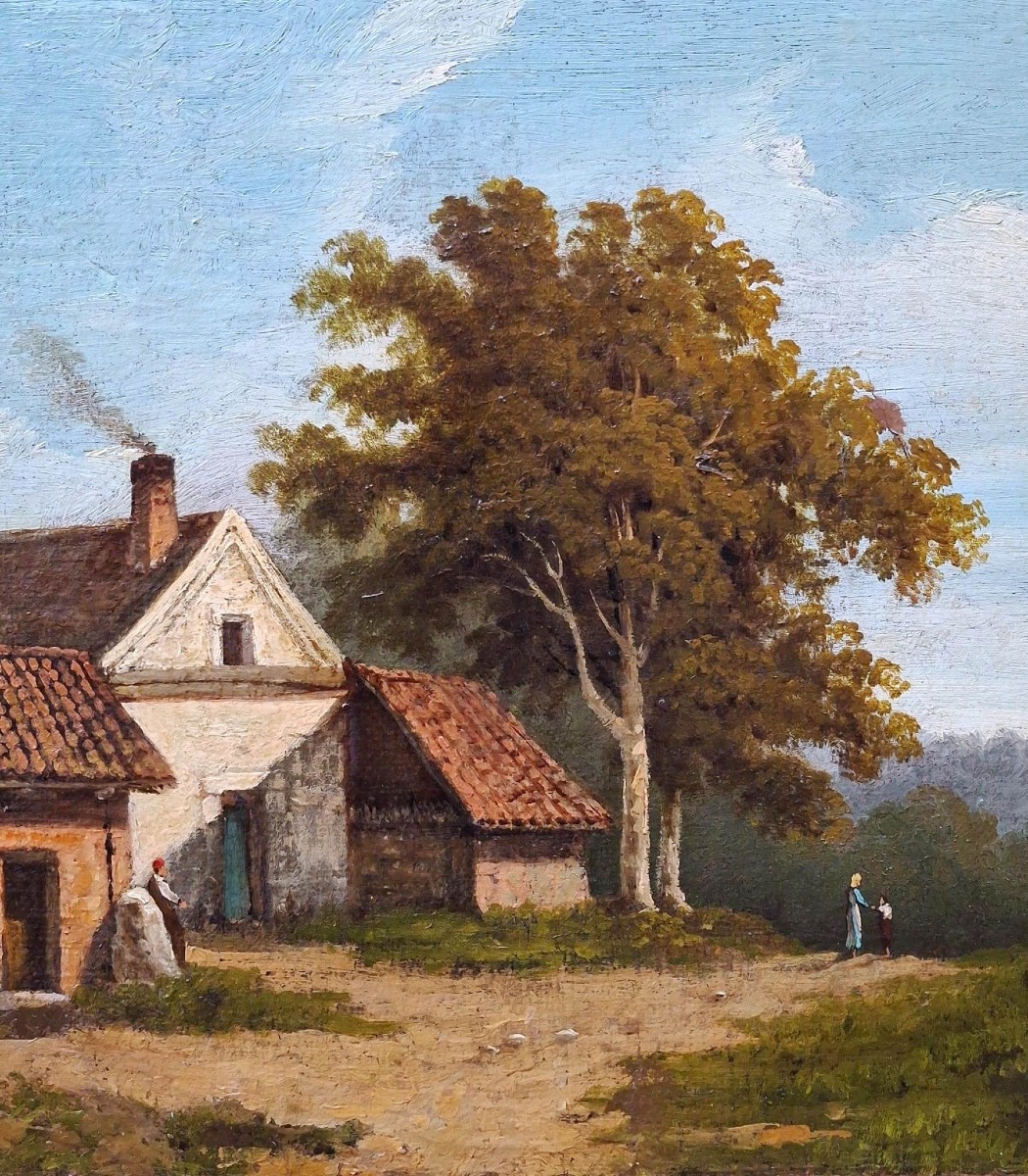 PAYSAGE - ÉCOLE NAPOLITAINE - POSILLIPO - XIXE SIÈCLE - HUILE SUR TOILE ET CADRE D'ORIGINE-photo-2