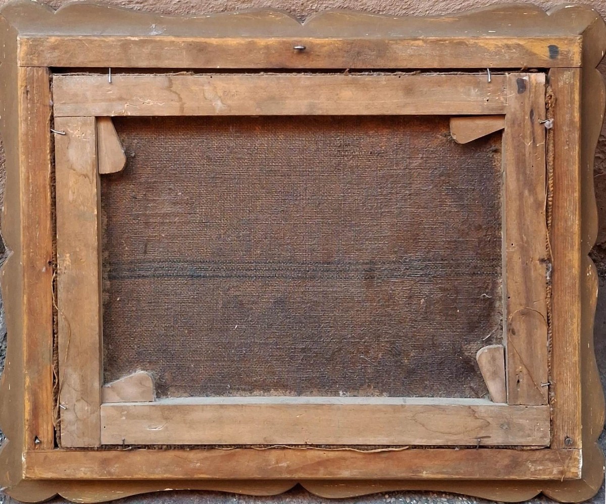 PAYSAGE - ÉCOLE NAPOLITAINE - POSILLIPO - XIXE SIÈCLE - HUILE SUR TOILE ET CADRE D'ORIGINE-photo-1
