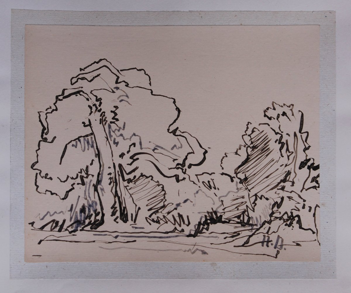 Narcisse Diaz de La Pena - Barbizon - 3 dessins -photo-4