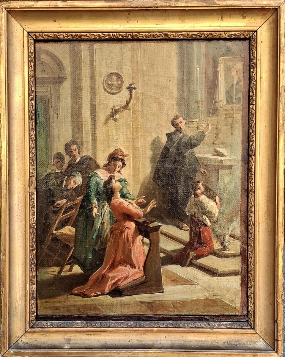 SAINT PASSIONNISTE - HUILE SUR TOILE - XIXE SIÈCLE-photo-2