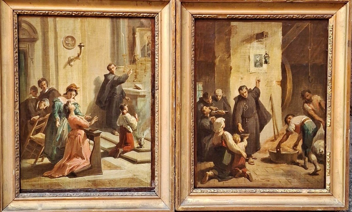 paire avec  des SAINTs PASSIONNISTEs - HUILE SUR TOILE - XIXE SIÈCLE
