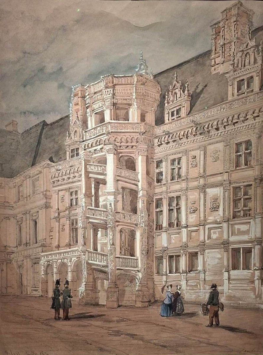 Signé Situé Daté - Coulon Blois 1870 - Aquarelle 