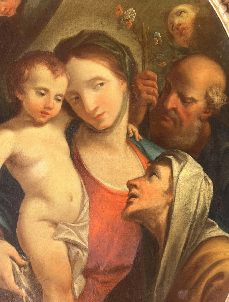  Domenico Pedrini - Sainte Famille avec sainte Anne  Huile sur toile, cadre d'origine-photo-2