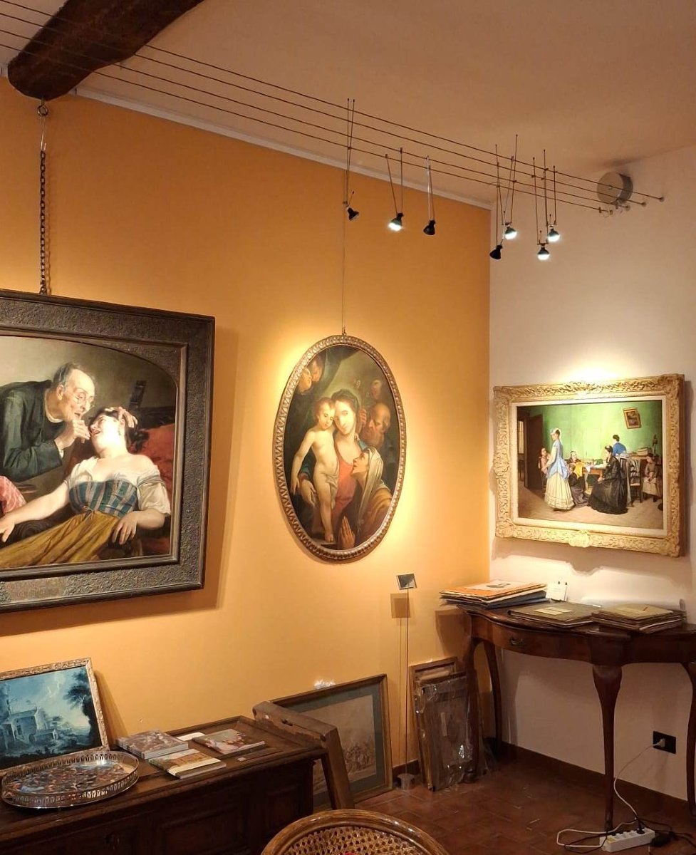  Domenico Pedrini - Sainte Famille avec sainte Anne  Huile sur toile, cadre d'origine-photo-4