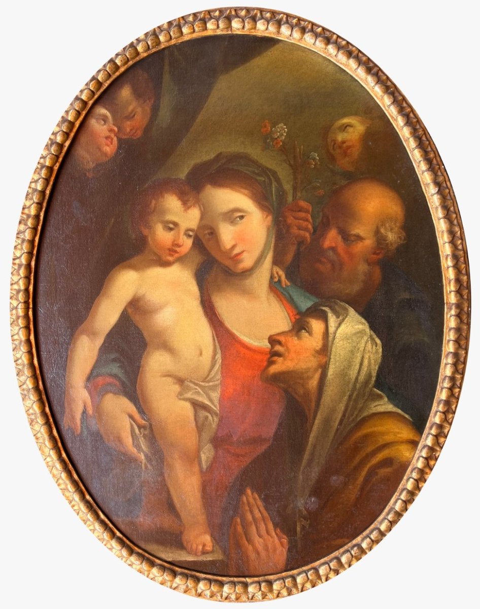  Domenico Pedrini - Sainte Famille avec sainte Anne  Huile sur toile, cadre d'origine