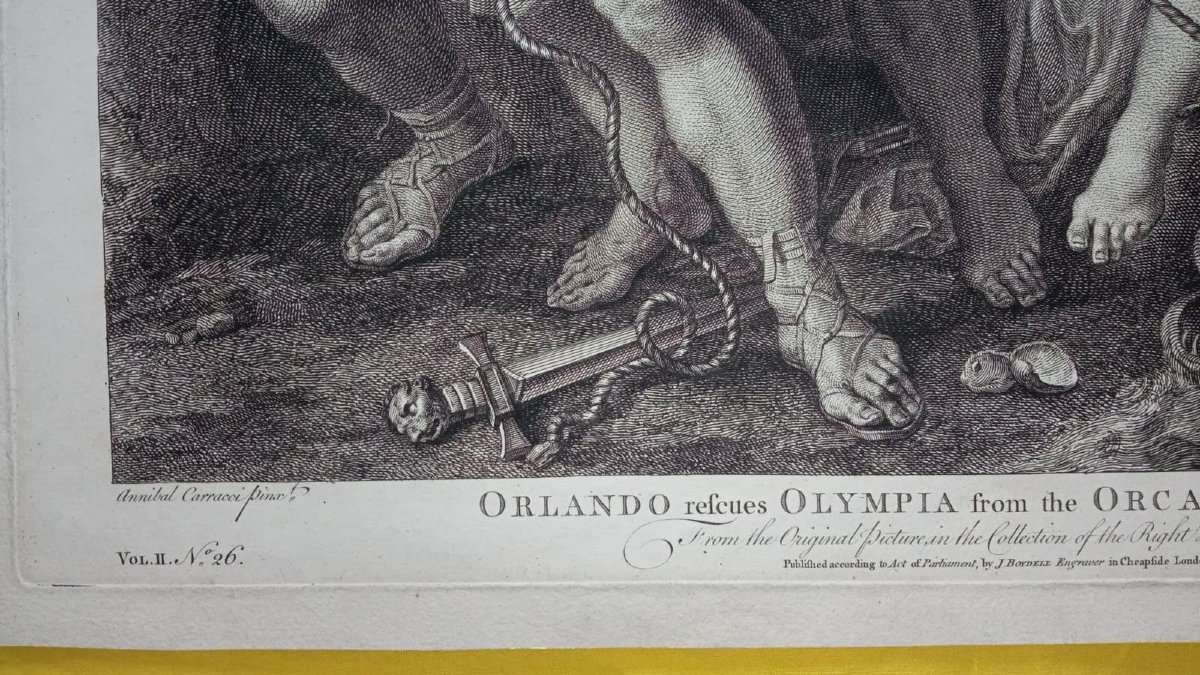 Francesco Bartolozzi - Orlando sauve Olympia - Gravure originale à l'eau-forte et au burin-photo-2