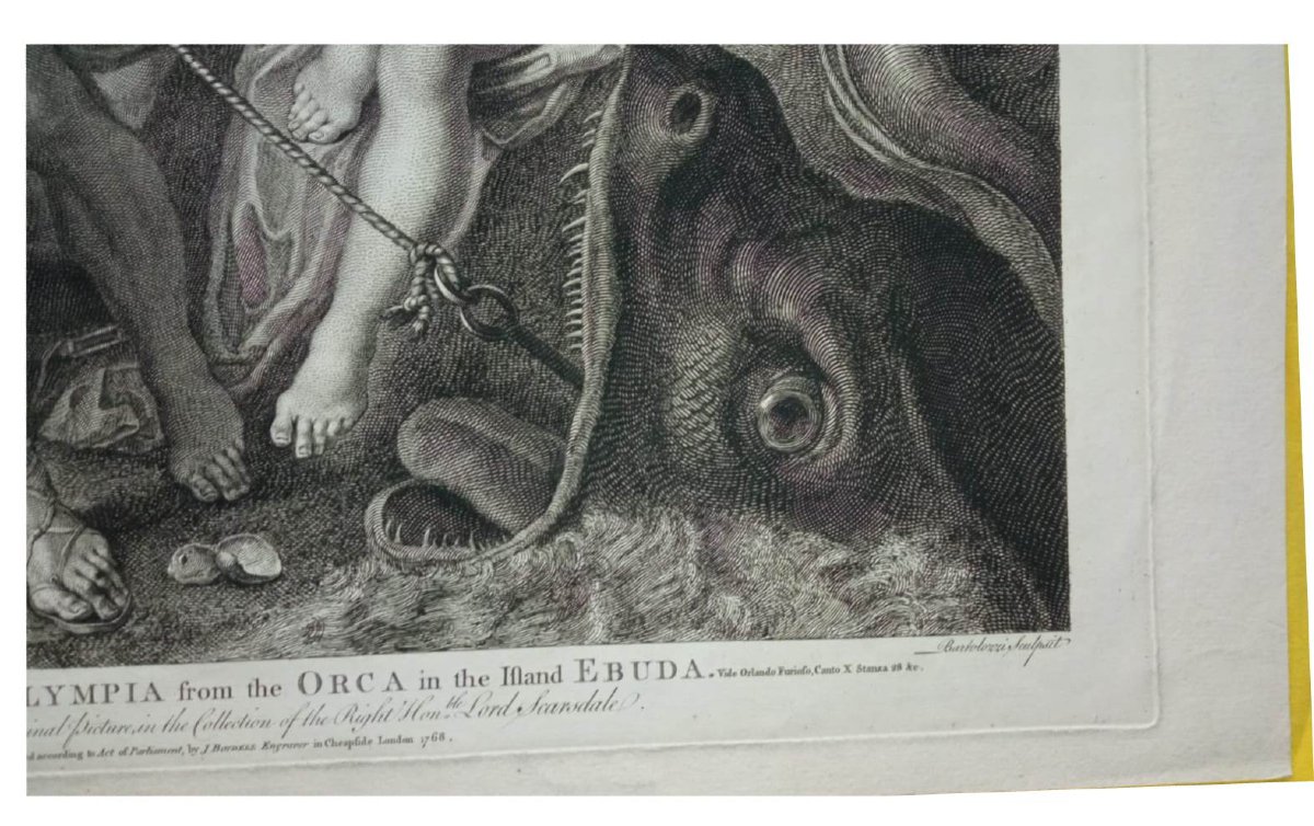 Francesco Bartolozzi - Orlando sauve Olympia - Gravure originale à l'eau-forte et au burin-photo-3