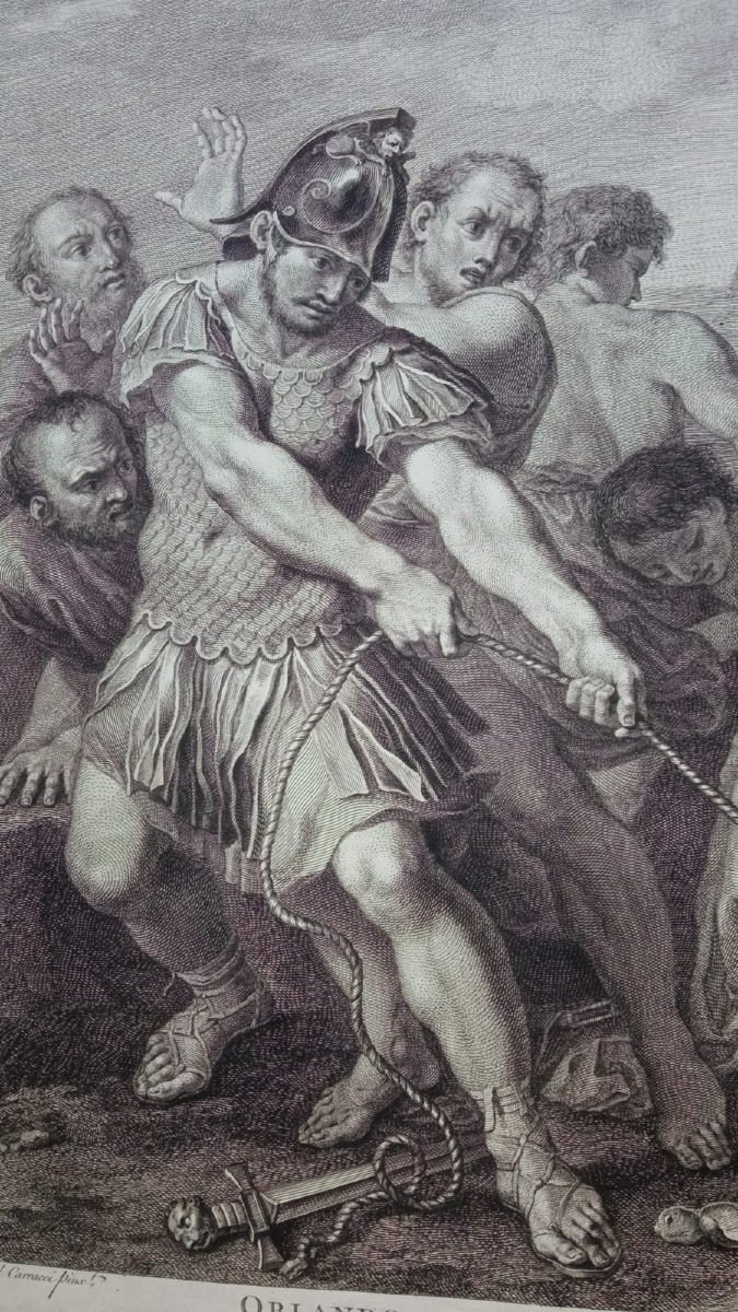 Francesco Bartolozzi - Orlando sauve Olympia - Gravure originale à l'eau-forte et au burin-photo-1