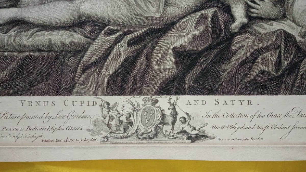 Francesco Bartolozzi - Venus, Cupid, And A Satyr - Original Engraving: Etching And Chisel-photo-3