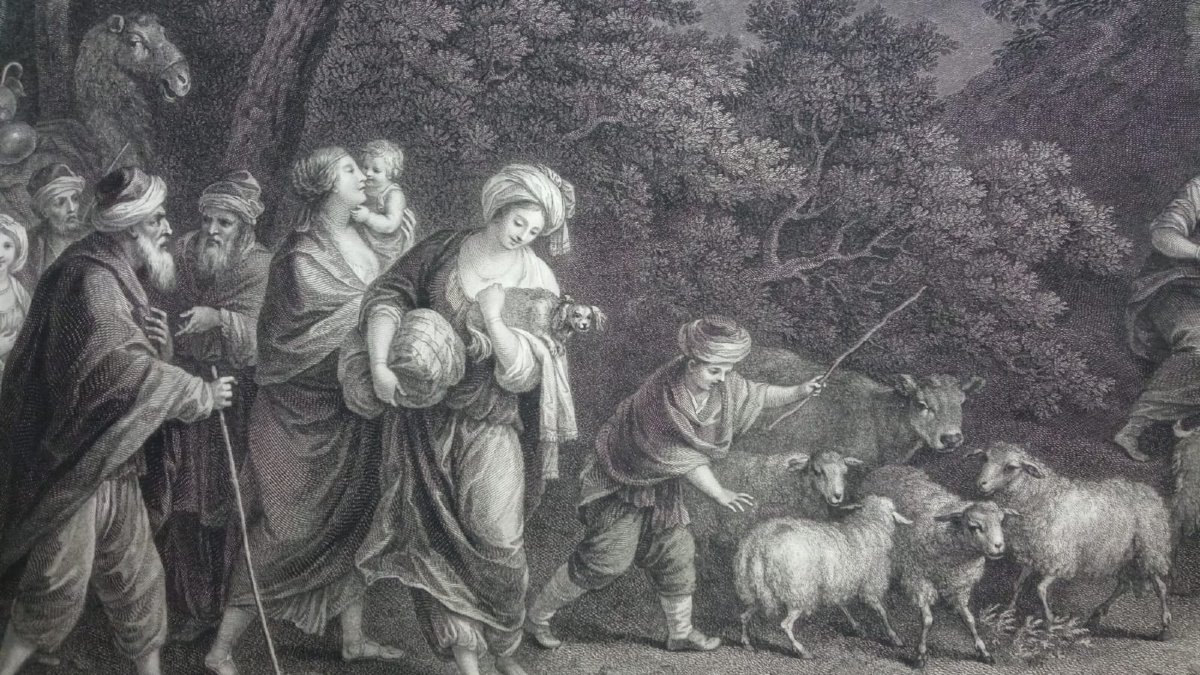Francesco Bartolozzi - depart Abraham d'Égypt - Gravure à l'eau-forte et au burin - Zuccarelli-photo-2