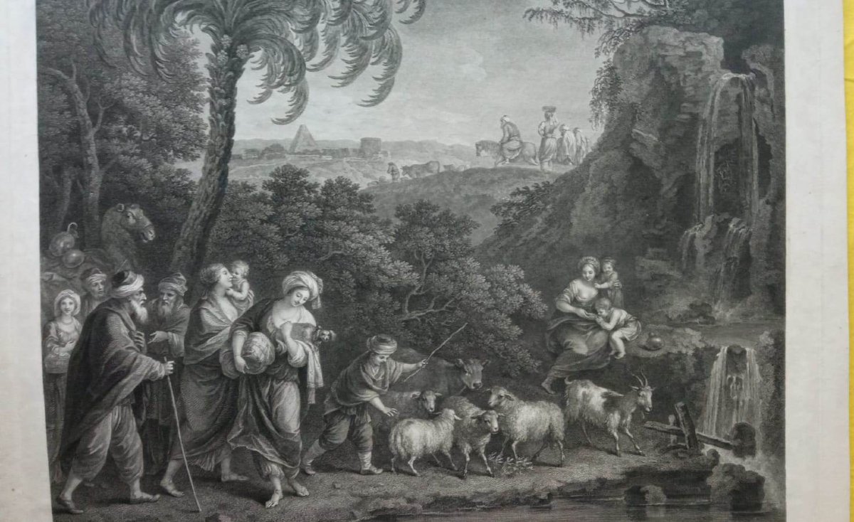 Francesco Bartolozzi - depart Abraham d'Égypt - Gravure à l'eau-forte et au burin - Zuccarelli-photo-2
