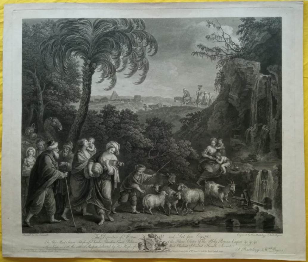 Francesco Bartolozzi - depart Abraham d'Égypt - Gravure à l'eau-forte et au burin - Zuccarelli