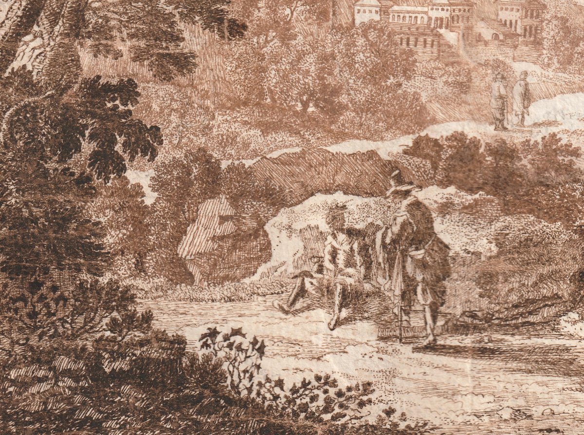 Drawing - Landscape And Figures - Flemish Artist Working In The Italian Style - Late 17th To Early 18th Century-photo-3
