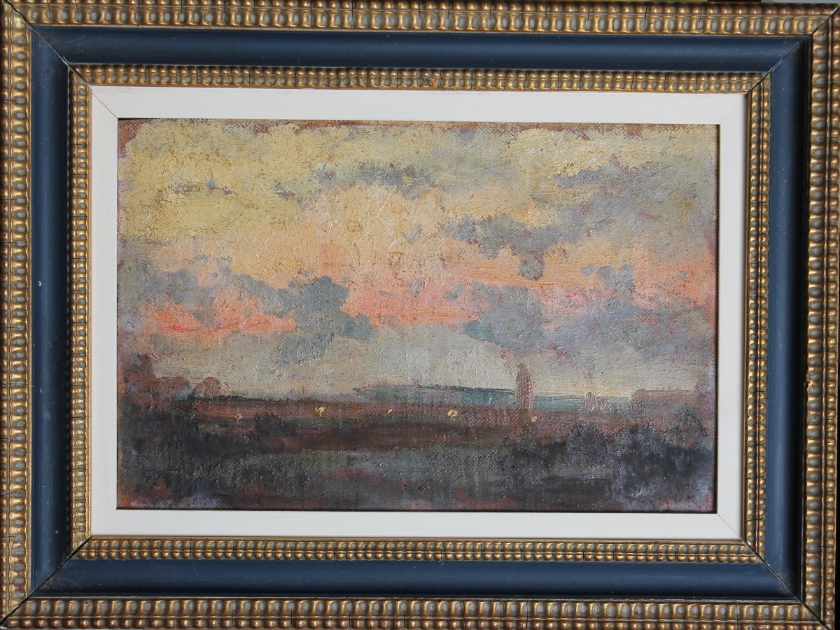Giulio Fiori - Twilight - Oil On Cardboard - Signed-photo-2