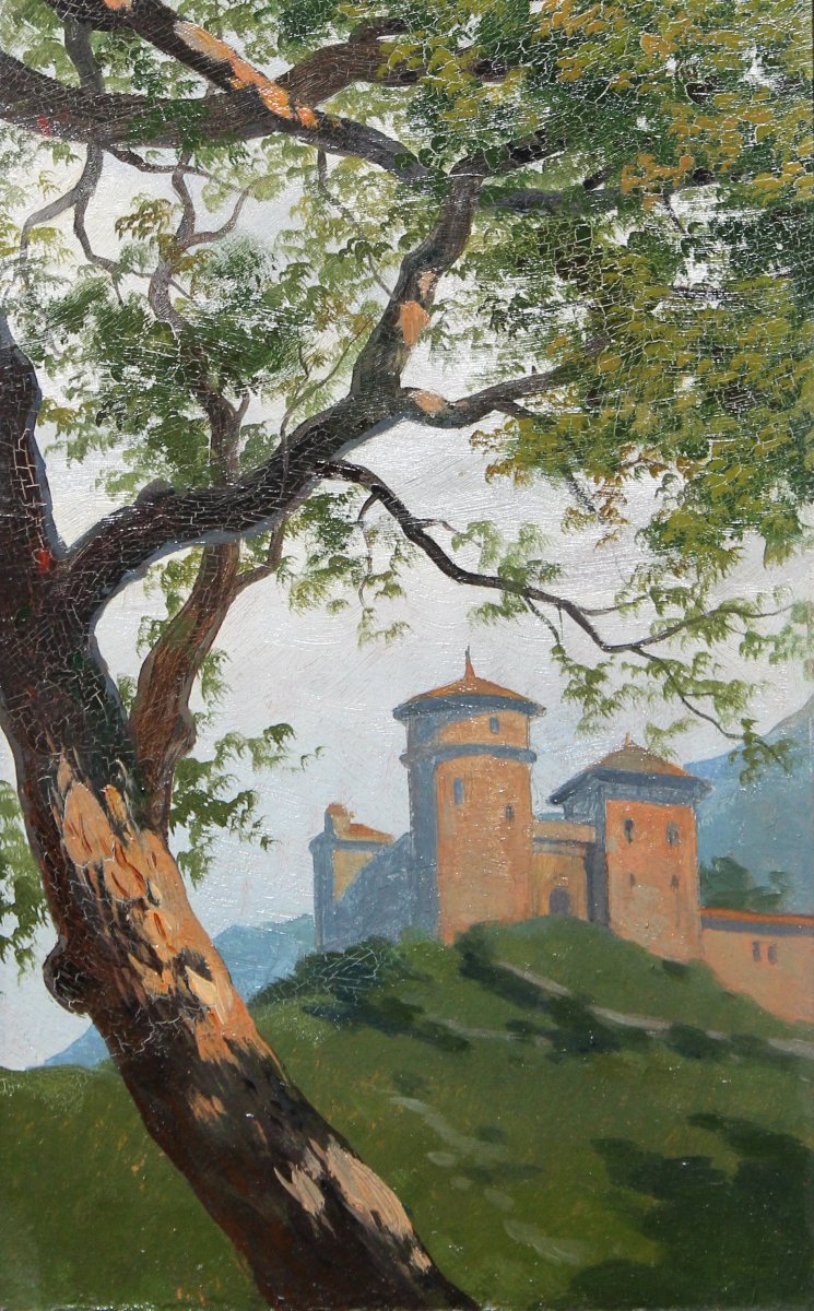 Silvio Gordini - Paysage avec forteresse - Huile, 1909