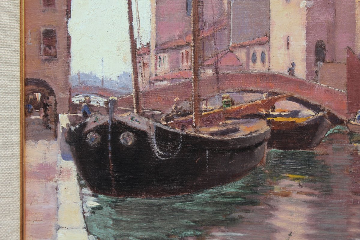 Alberto Giacomazzi - Chioggia - Saint-Jacques Giacomo -Huile - Signé Daté-photo-3