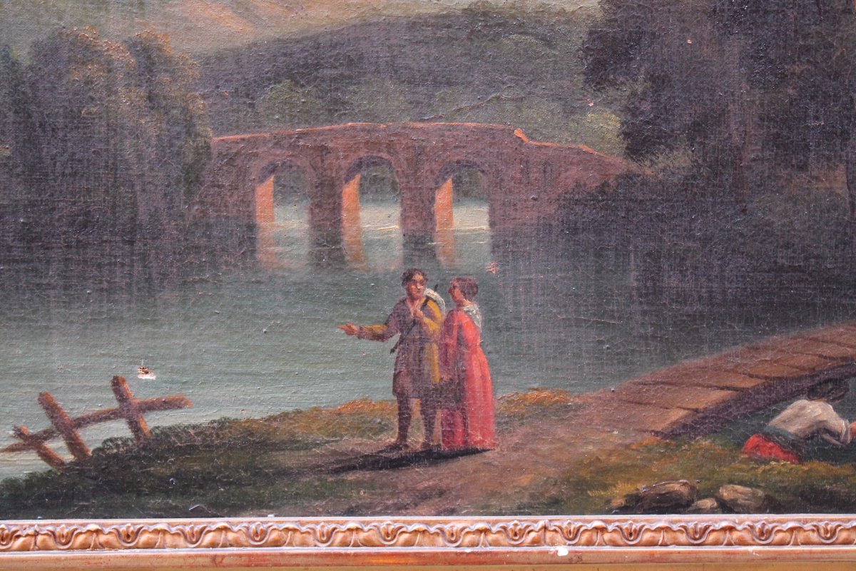 Pair Of Mid-19th-century Italian Landscapes - First Painting - Antique Frames-photo-4