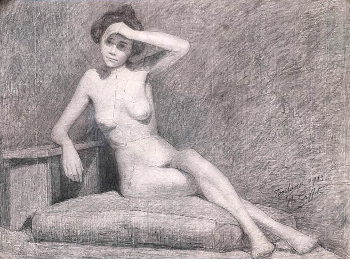 Henri Laffite - Drawing - Nude Of A Young Woman - Signed And Dated 1903