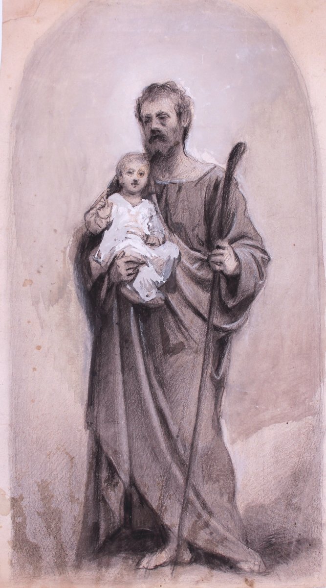 Alessandro Guardassoni - Drawing - Published - St. Joseph With The Baby Jesus