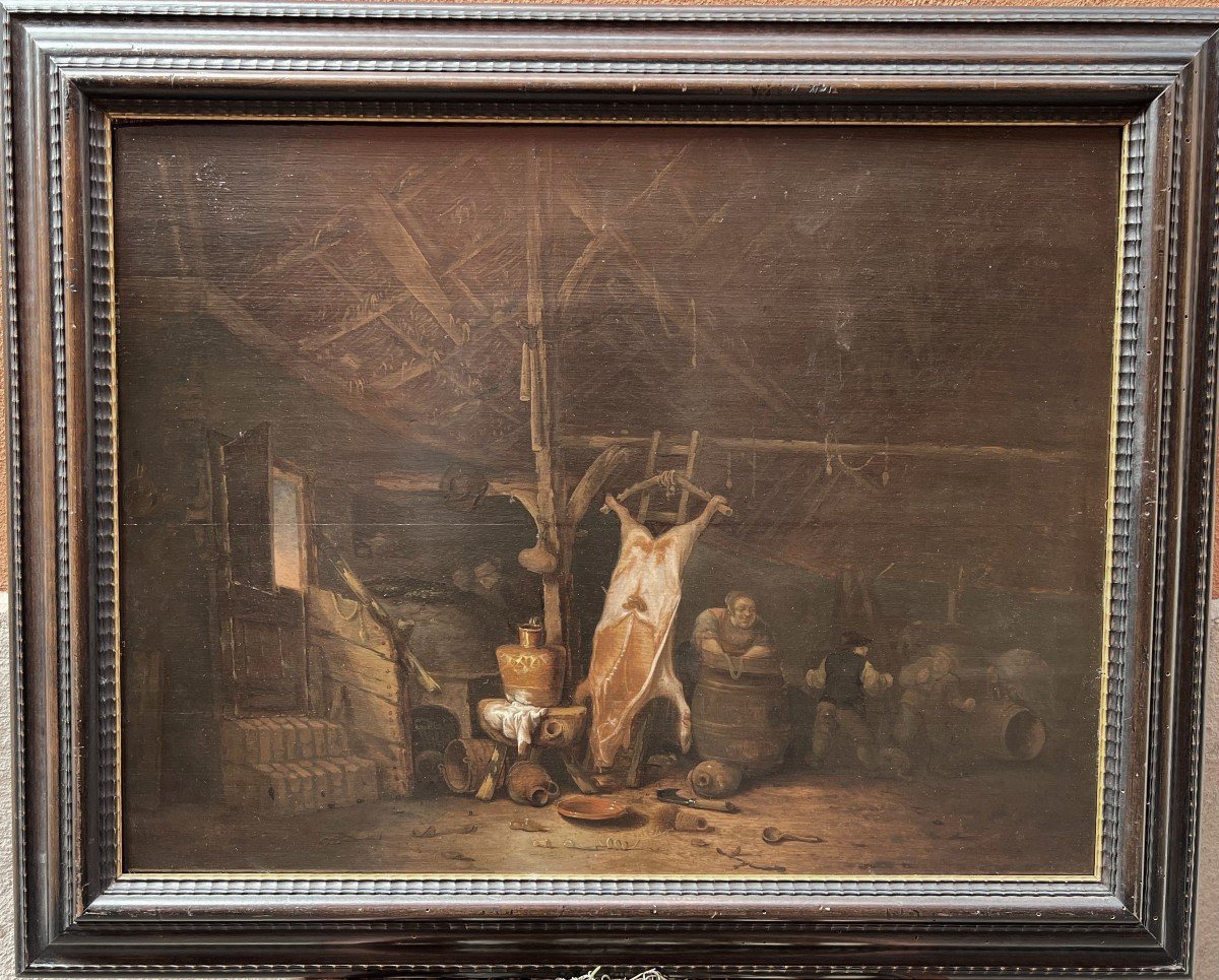 Barn Interior - Hendrick Bogaert - Dutch XVII - Signed