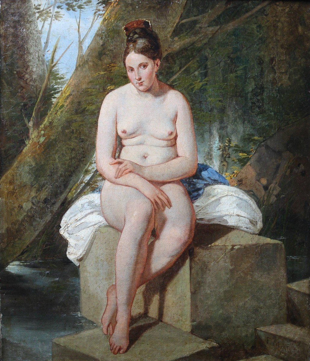 Filippo Marsigli - Neoclassical - Naples - Study, Academic Nude - XIX Century - Signed And Dated-photo-2