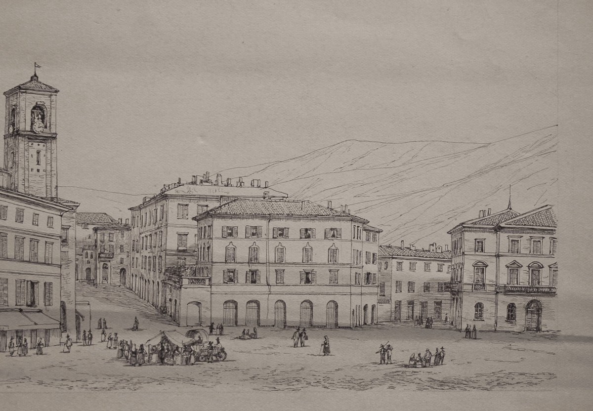 View Of Sondrio - Italy - Drawing - XIXth Century-photo-2