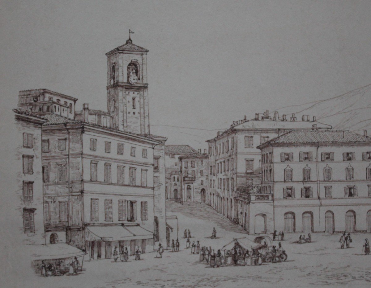 View Of Sondrio - Italy - Drawing - XIXth Century-photo-3