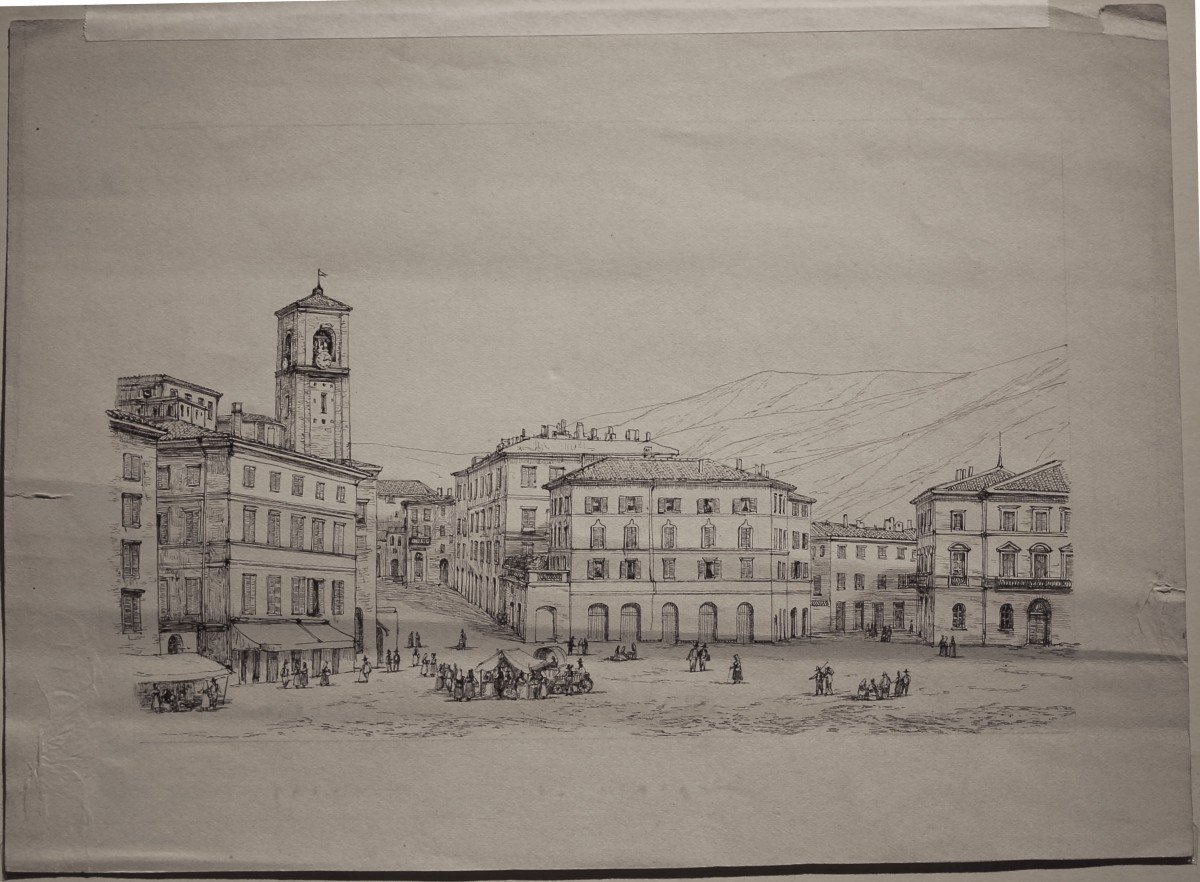 View Of Sondrio - Italy - Drawing - XIXth Century