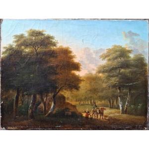 Philippe Budelot 19ème Paysage Bois de Fointainebleau Toile d'Origine