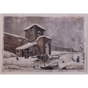 Pietro Pietra  View Of Bologna (porta Mascarella) Drawing And Watercolor - Signed -early 20th