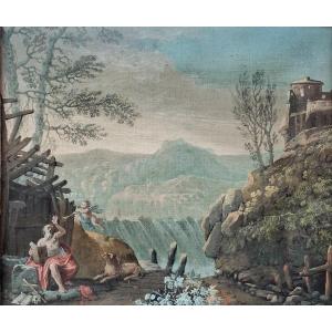 Nicola Bertuzzi - Bologna - Landscape With Saint Jerome - Tempera On Canvas - Ancona