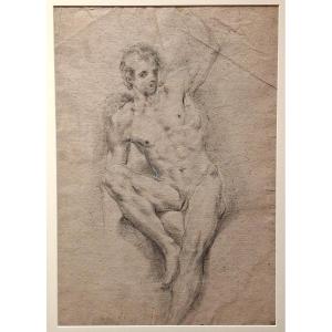 GIUSEPPE VAROTTI - BOLOGNE – DESSIN - NU MASCULIN - ACADÉMIE - XVIIIÈME SIÉCLE