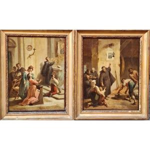 paire avec des SAINTs PASSIONNISTEs - HUILE SUR TOILE - XIXE SIÈCLE