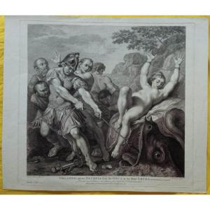Francesco Bartolozzi - Orlando Saves Olympia - Original Etching And Burin Engraving