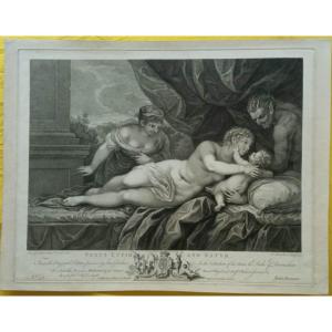 Francesco Bartolozzi - Venus, Cupid, And A Satyr - Original Engraving: Etching And Chisel
