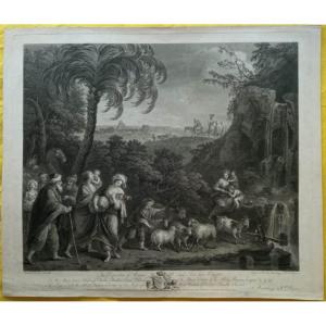 Francesco Bartolozzi Da Zuccarelli - The Departure Of Abraham And Lot For Egypt - 