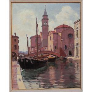 Alberto Giacomazzi - St. James In Chioggia - Oil On Canvas-backed Cardboard - Signed And Dated